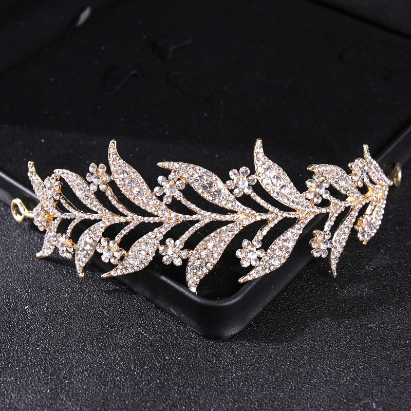 Golden Crystal Tiaras Crowns Women Bride Rhinestone Prom - Temu