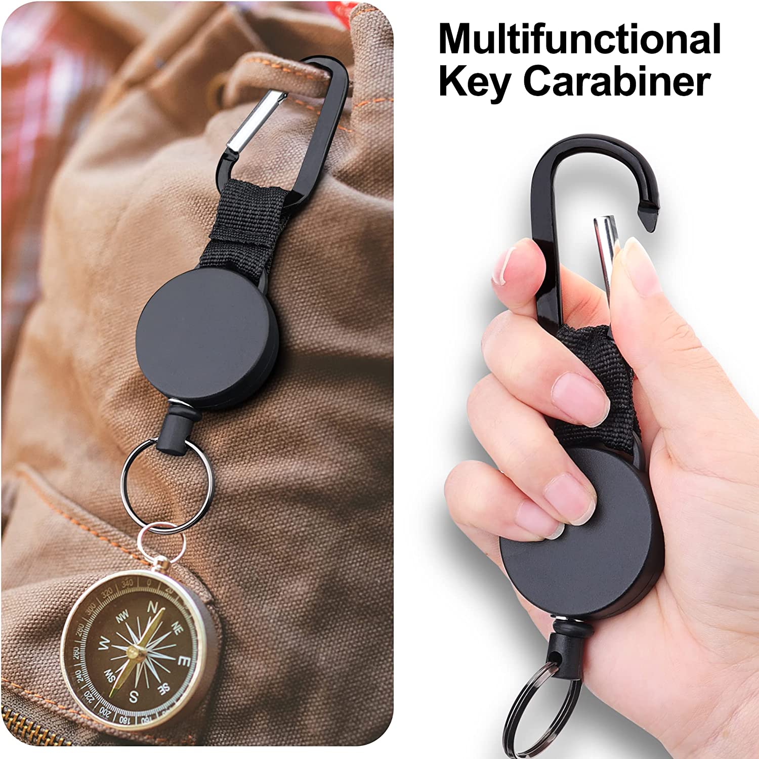 Heavy Duty Retractable Keychain Key Ring Steel Wire Rope Badge Id Holder  For Maximum Durability - Sports & Outdoors - Temu