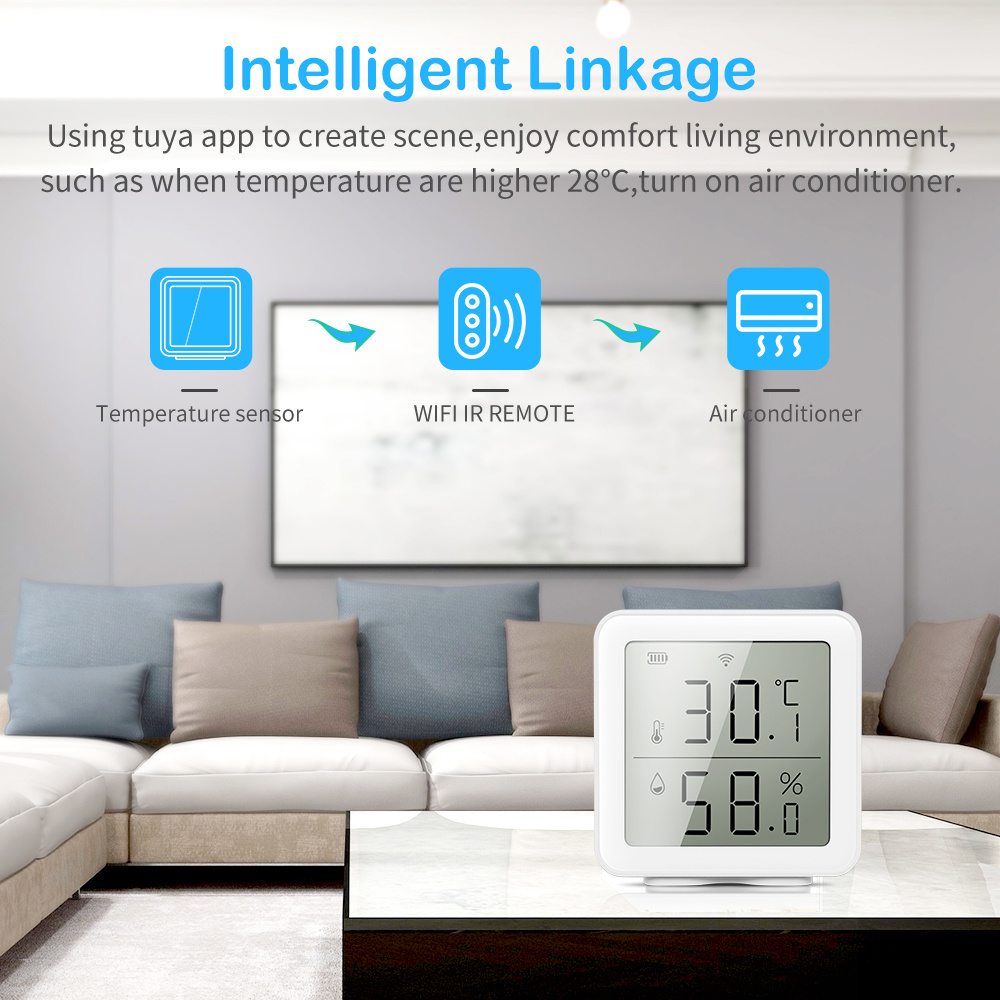 Smart Wifi Indoor Outdoor Indoor Temperature Humidity Sensor Compatible  With Alexa Google Home For Home House Greenhouse Basement Garage