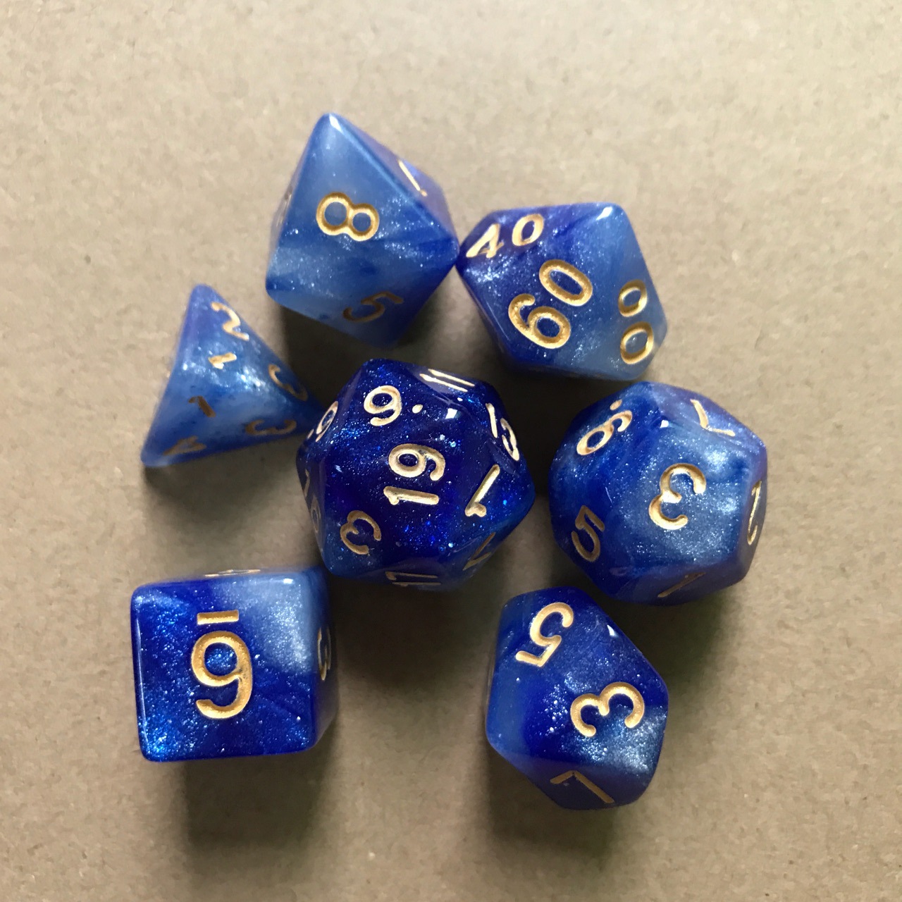 7pcs Starry Sky Two Polyhedral Dice Set Board Game Dice Set