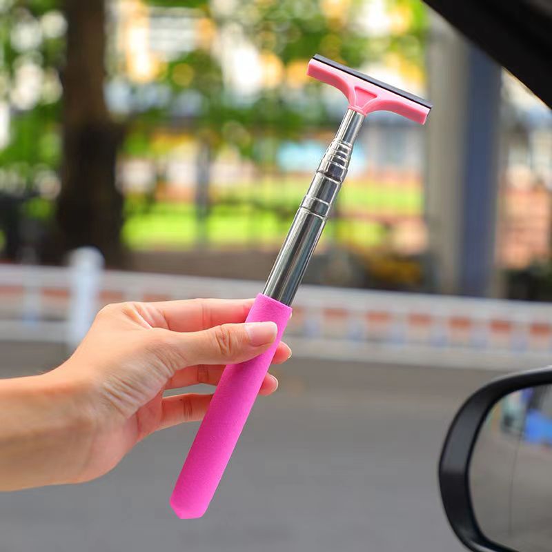 Car Rearview Mirror Wiper Retractable Wiper Long Handle Car Cleaning Tool  Car Side Mirror Scraper, Car Accessories-Black