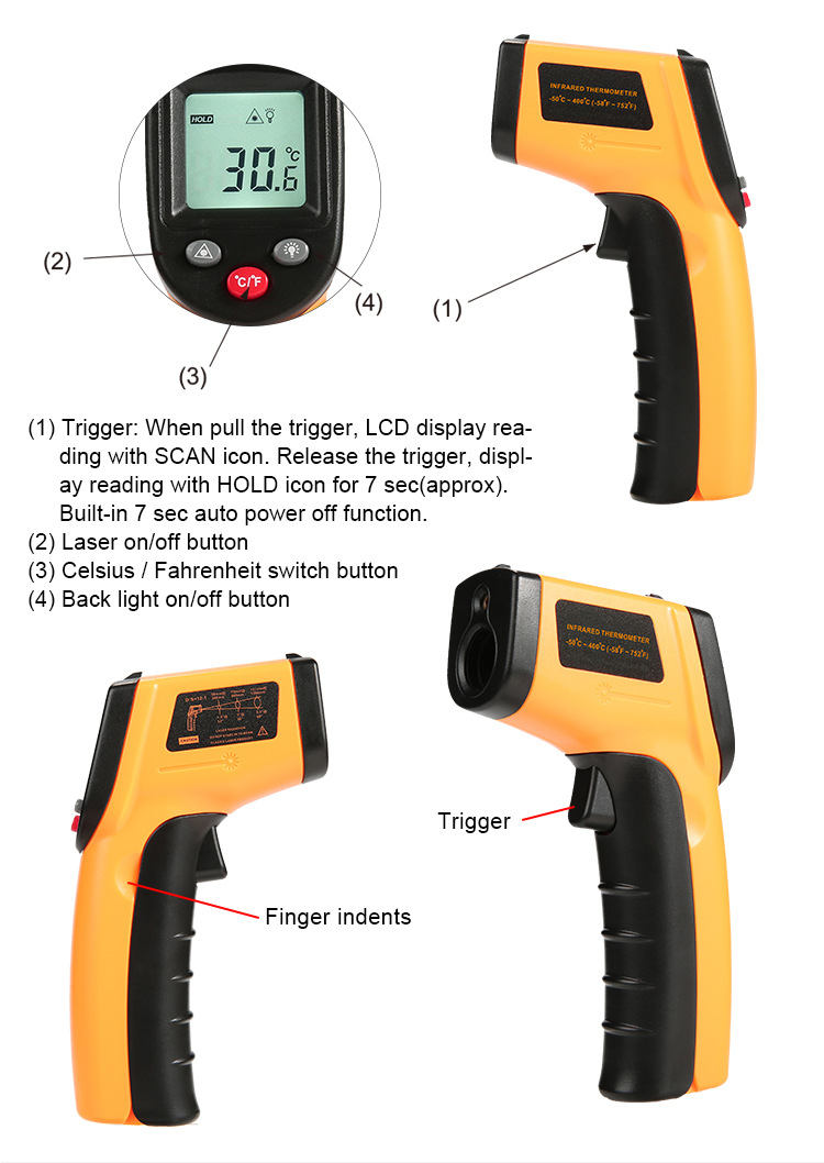 Termometro infrarrojo digital ZOTEK GM320 a distancia