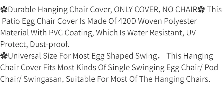 1pc 210d oxford cloth outdoor garden eggshell swing cover courtyard hanging basket hanging chair cover waterproof sunscreen furniture dust cover today s best daily deals details 2