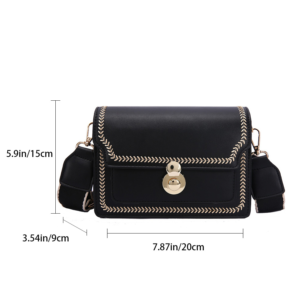 Fashion Flap Shoulder Bag, Women's Buckle Decor Crossbody Purse With Wide  Strap - Temu