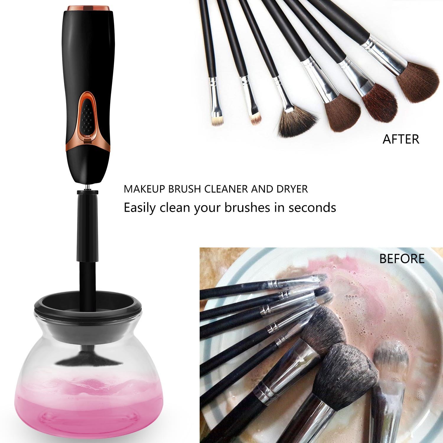 Deepwonder Electric Makeup Brush Cleaner Dryer Cosmetic Auto Clean Dry  Washing Tool 