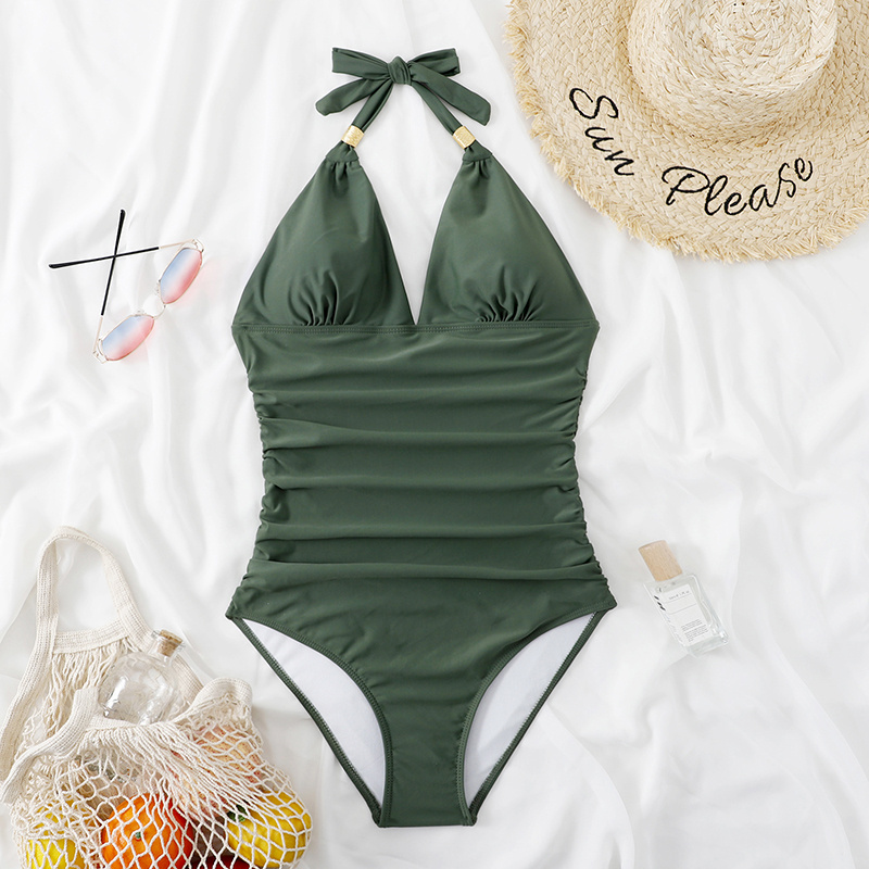 DAGİ Black - Green Swimsuits, Leaf Print, Shapewear, Full-Cup, Non