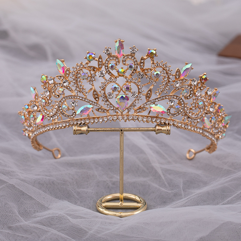 Rose Pink Blue Purple Crystal Tiaras Bride Wedding Rhinestone Crowns for  Women Party Hair Accessories Diadem Headdress