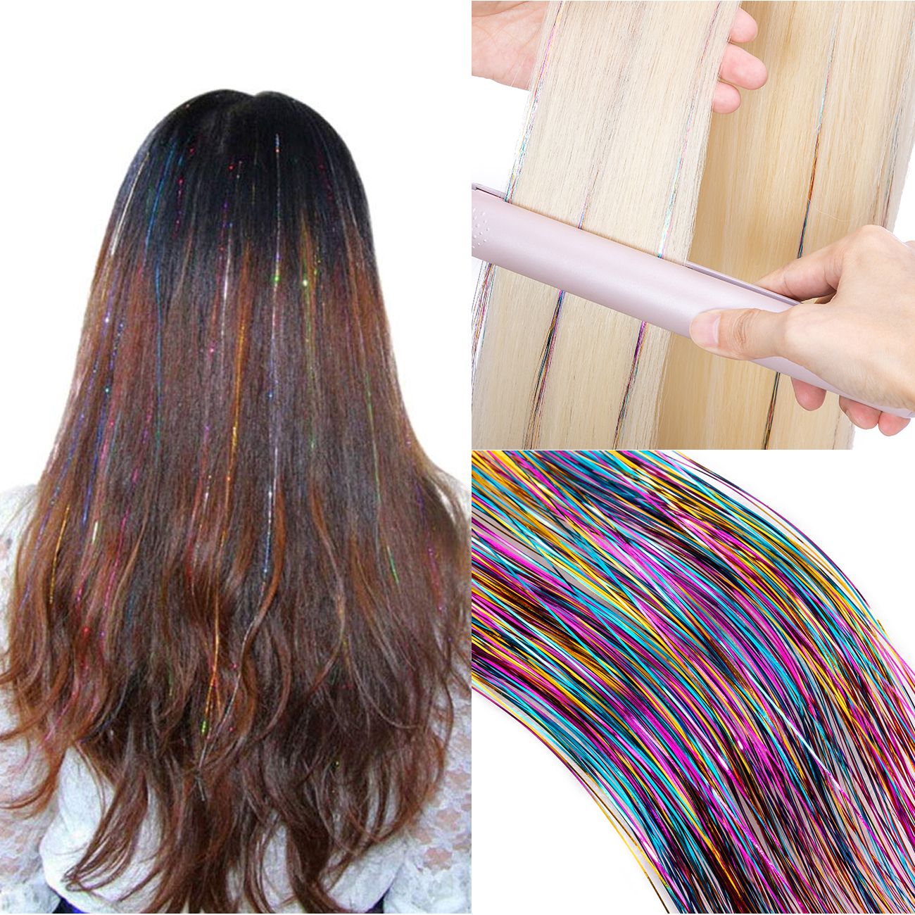 Hair Tinsel Highlights Synthetic Hairpieces Straight Heat Resistant Hair  Tinsel Hair Extensions For Party Cosplay | Today's Best Daily Deals | Temu