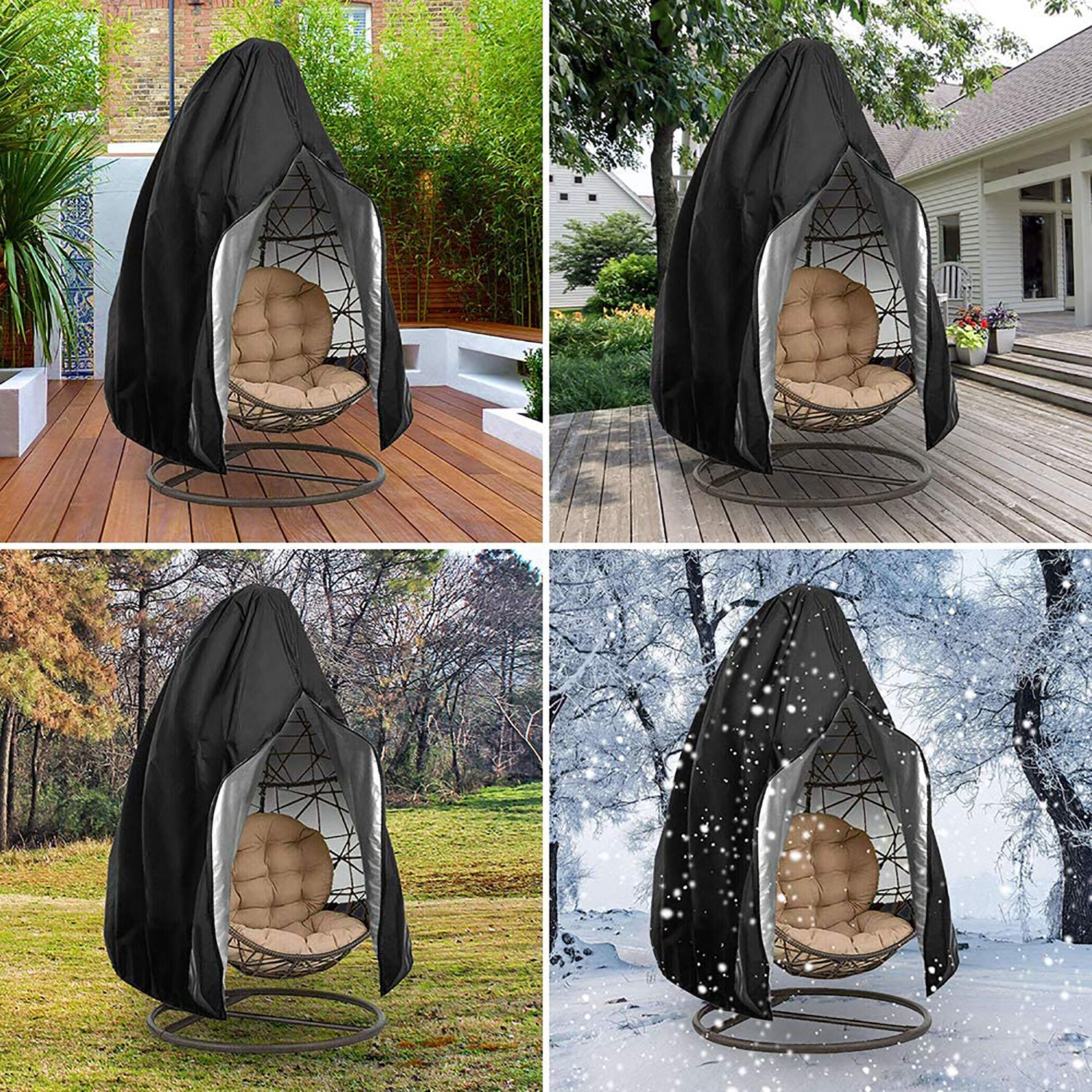 1pc 210d oxford cloth outdoor garden eggshell swing cover courtyard hanging basket hanging chair cover waterproof sunscreen furniture dust cover today s best daily deals details 0