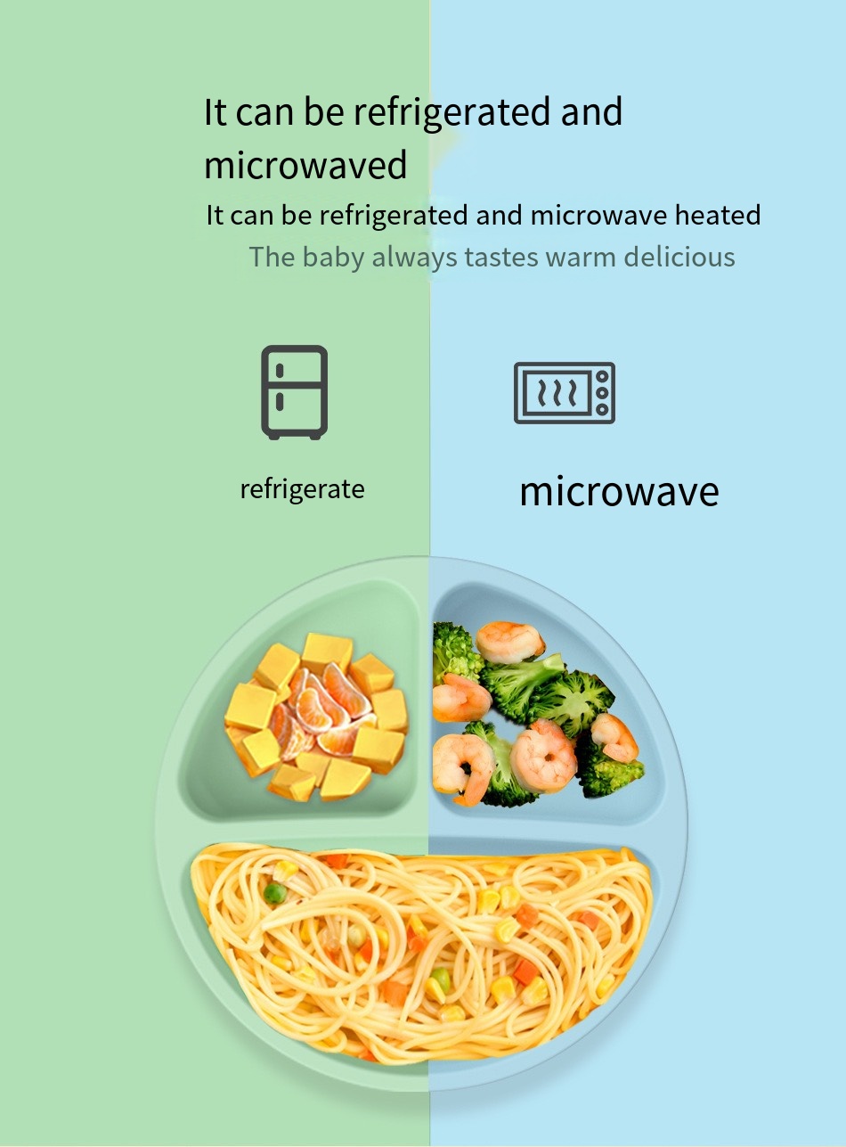 best selling silicone childrens dinner plate non slip separate tableware baby food bowl     details 6