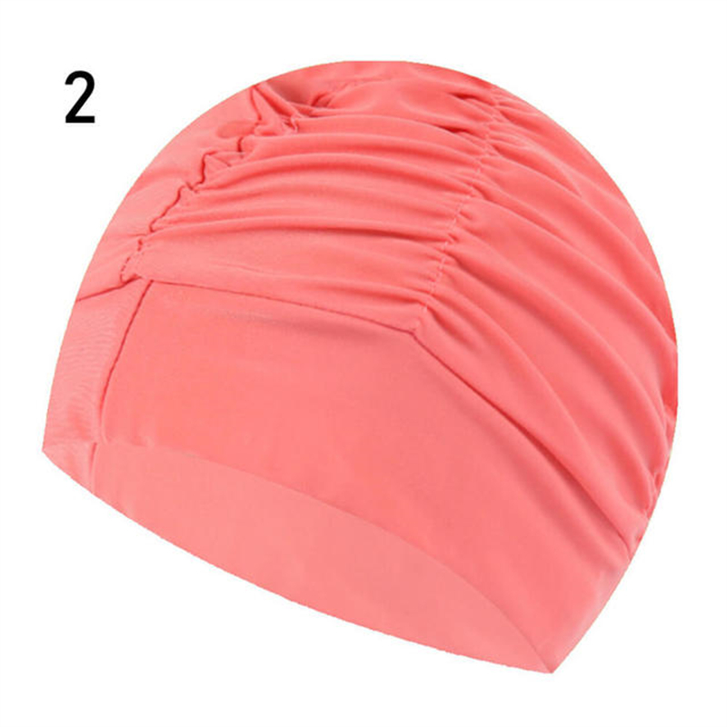 Women's Fabric Swim Cap - Comfortable Pleated Design, Nylon Material, Stays Secure, Protects Hairstyle, Blue Color For Pool & Lap Swimming