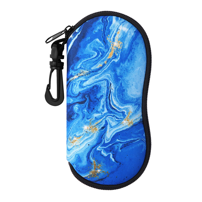 Stylish Blue Marble Print Eyeglass Case - Perfect For Women & Men -  Portable & Soft With Carabiner - Temu