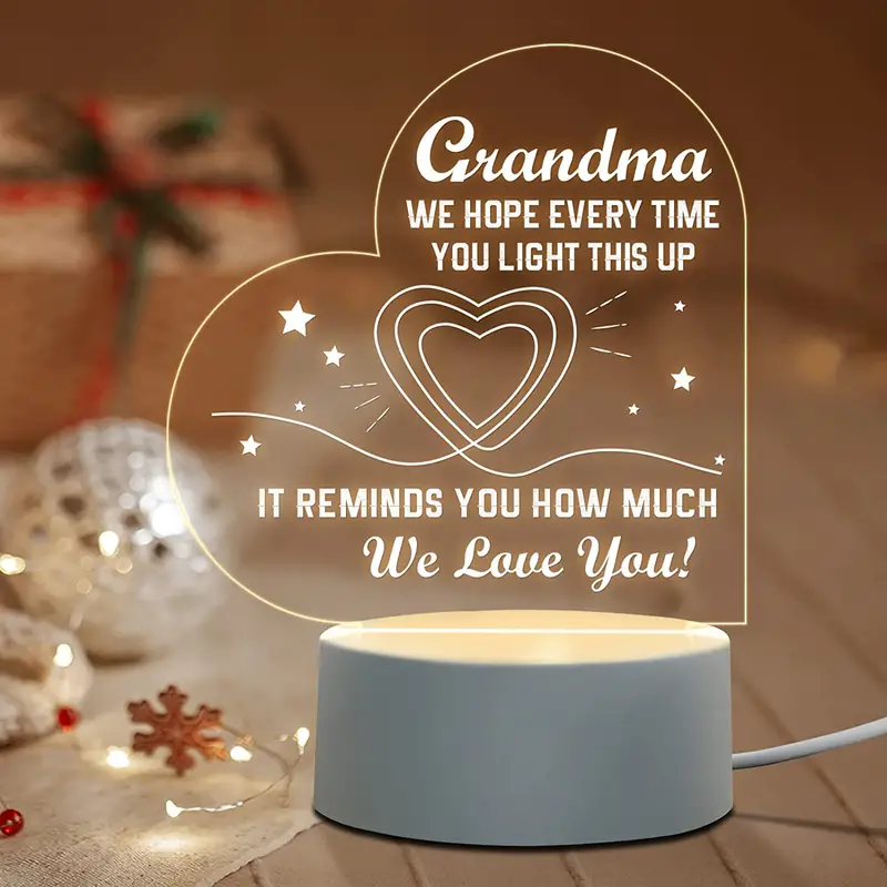 1pc Gifts For Grandma - Grandma Birthday Gifts Engraved Night Light, Best  Grandma Christmas Gifts, LED Lamp Present For Grandmother, Grandparent's Day