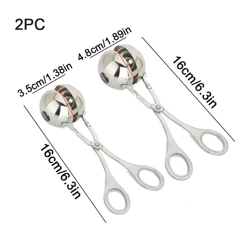 Meat Baller, 1.38“Stainless Steel Meatball Scoop Ball Maker with Detachable  Anti-Slip Handles, None-Stick Meatball Cutter, Kitchen Mold Tools for