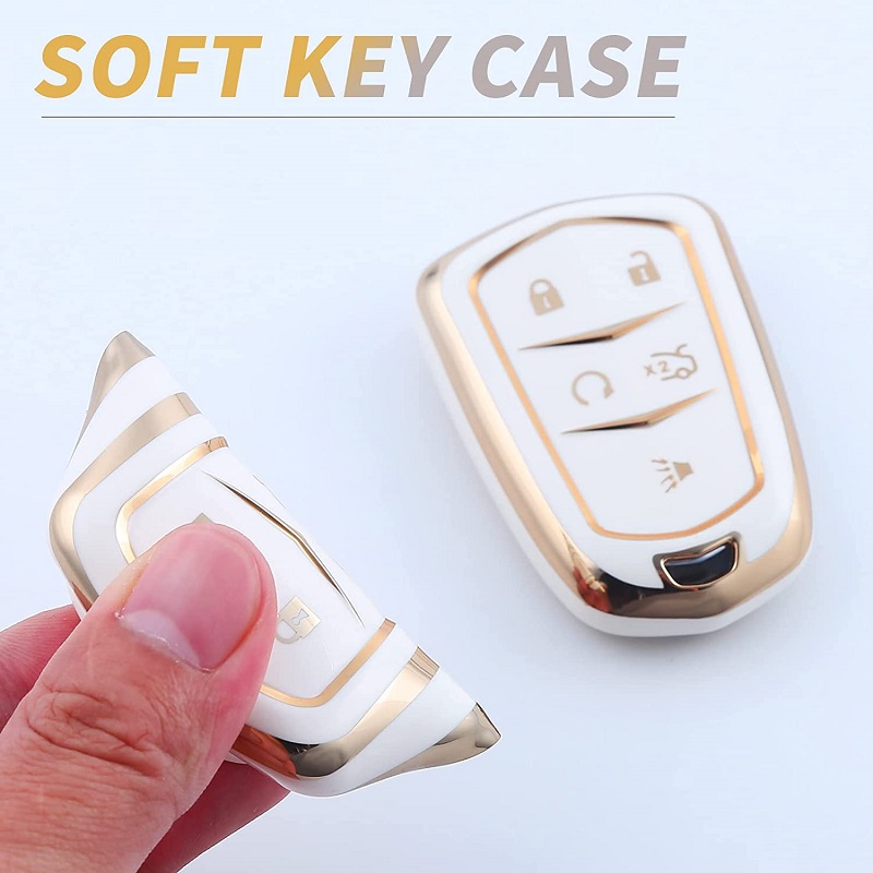 TECARATE for Cadillac Key Fob Cover - Key Fob Cover Case Holder for  2015-2019 Cadillac Escalade CTS SRX XT5 ATS STS CT6 Superior Soft TPU 360  Degree