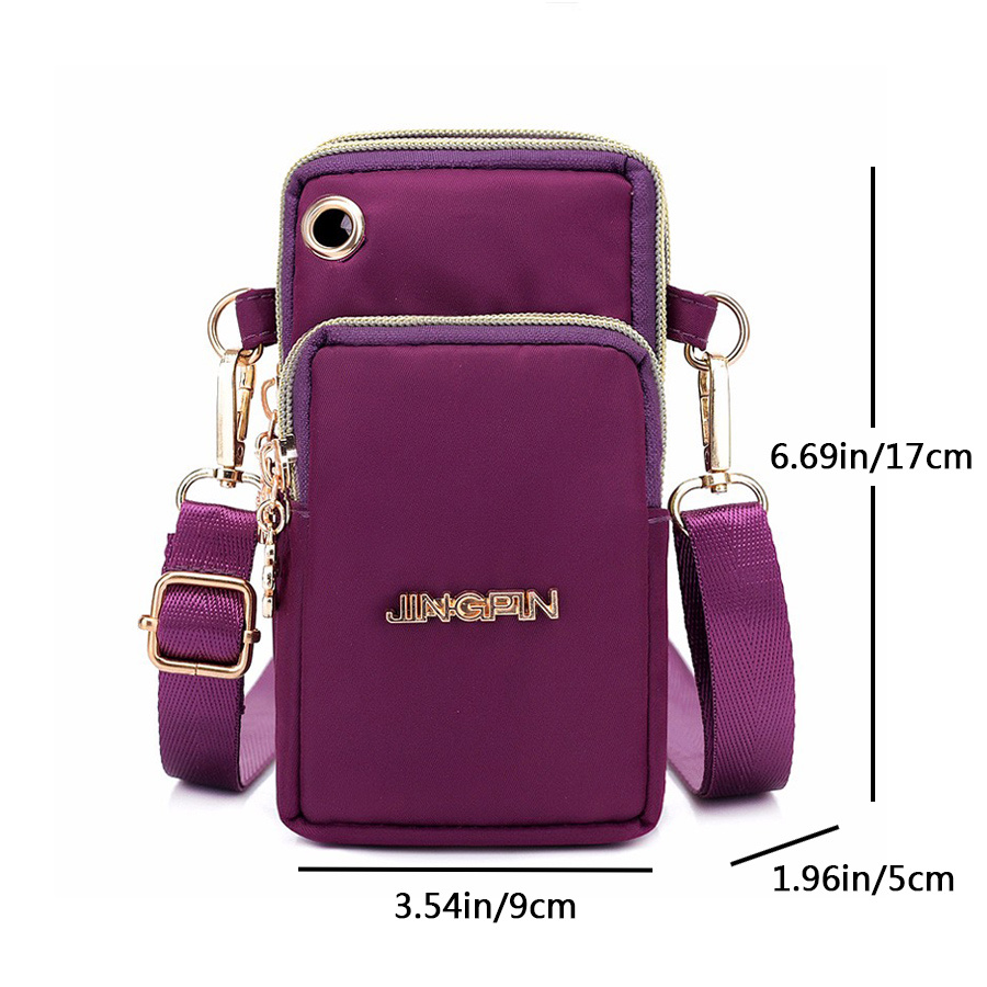 Nylon Cell Phone Crossbody in DARK PURPLE