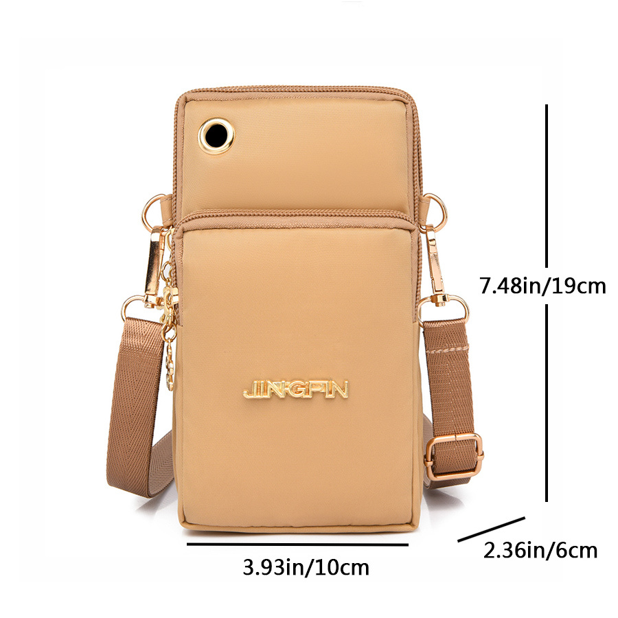 Letter Detail Phone Bag, Women's Fashion Zipper Crossbody Bag