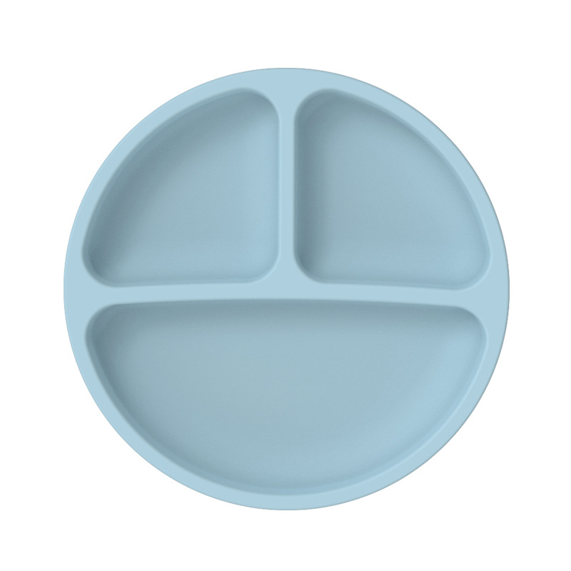 Plato con ventosa Vajilla de silicona Bebe Mantel individual de silicona  con cucharas Plato de succión sin BPA para lavavajillas y microndes (azul)  JM