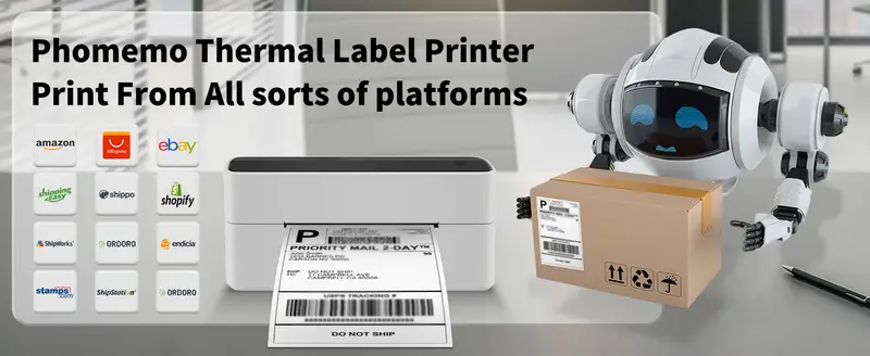 pm 241 bt thermal label printer desktop 4x6 shipping label printer for shipping packages postage small business compatible with android iphone and windows used for amazon shopify ebay details 0