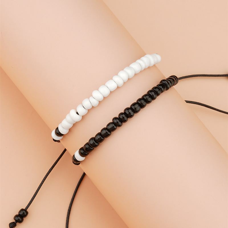 Adjustable Waterproof Handmade Cord Couples Bracelets black - Temu