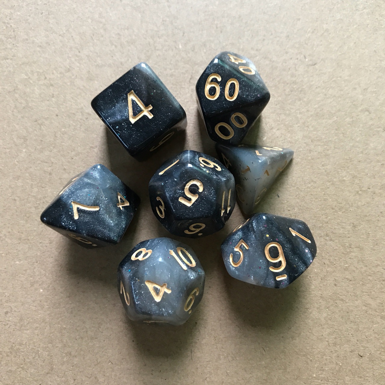 7pcs Starry Sky Two Polyhedral Dice Set Board Game Dice Set