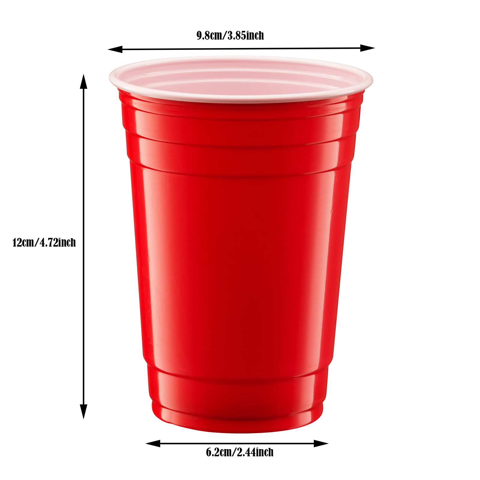 Disposable Plastic Cups, Red Colored Plastic Cups, 12-Ounce