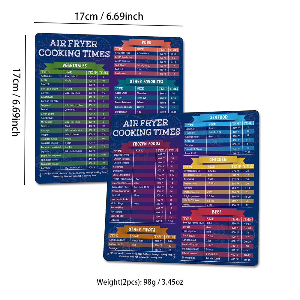 Air Fryer Magnetic Cheat Sheet Set, Instapot Air Fryer Accessories Cooking  Times Chart. Instant Pot Duo Crisp Air Fryer Frying Quick Reference Guide  Cookbook Ma…