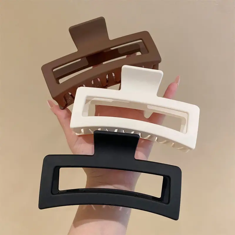 3pcs oversized square matte hair claw clip non slip strong hold grip hair jaw clip for thick hair accessories details 2