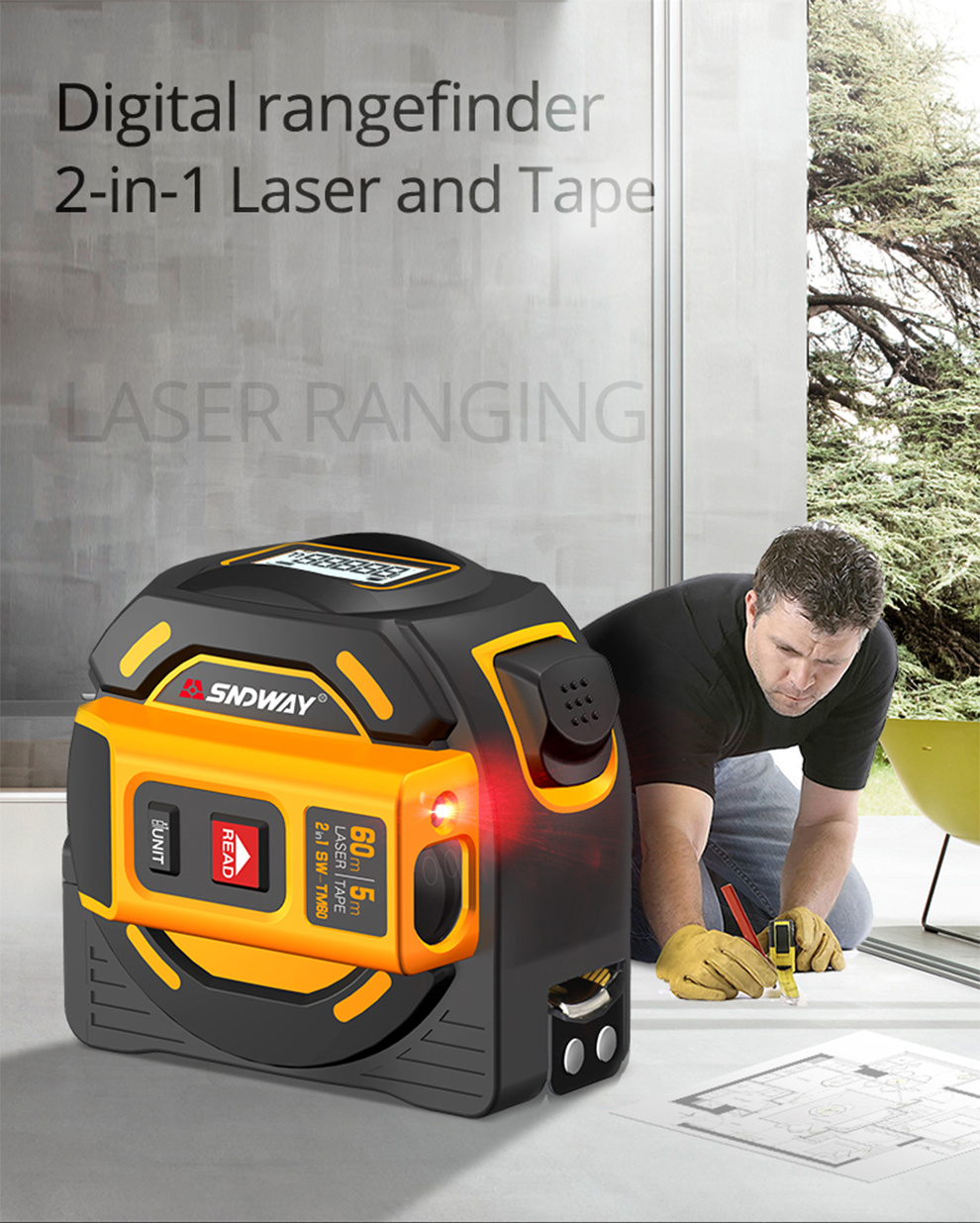 Télémètre Laser 2 En 1, Mètre Ruban Laser Avec Rétroéclairage Lcd, Outil De  Mesure Laser De 15M Et Ruban De 5M, Mesure Contin[H642] - Cdiscount  Bricolage