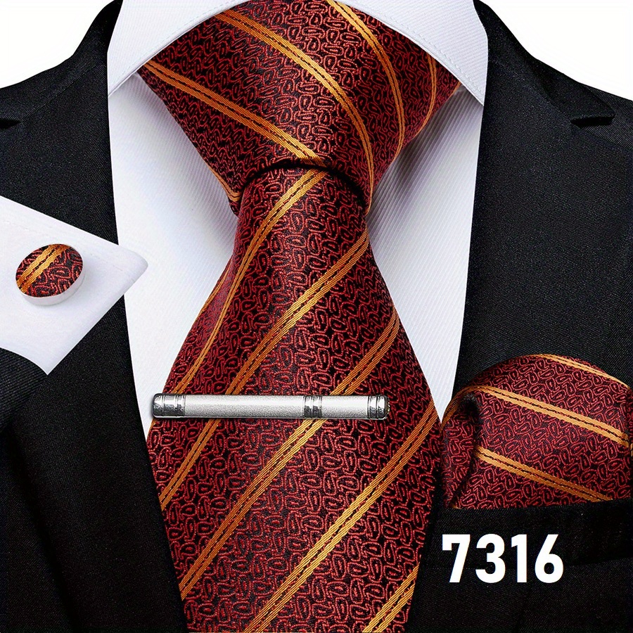 Corbatas Seda Formales Hombre, Corbata Tejida Rayas Negras Doradas, Juego  Gemelos Pañuelo Boda - Joyería Accesorios - Temu