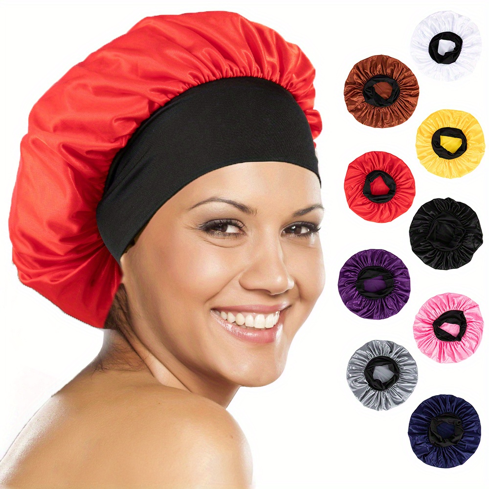 Bonnet en satin Bonnet de nuit réglable pour cheveux longs - Temu