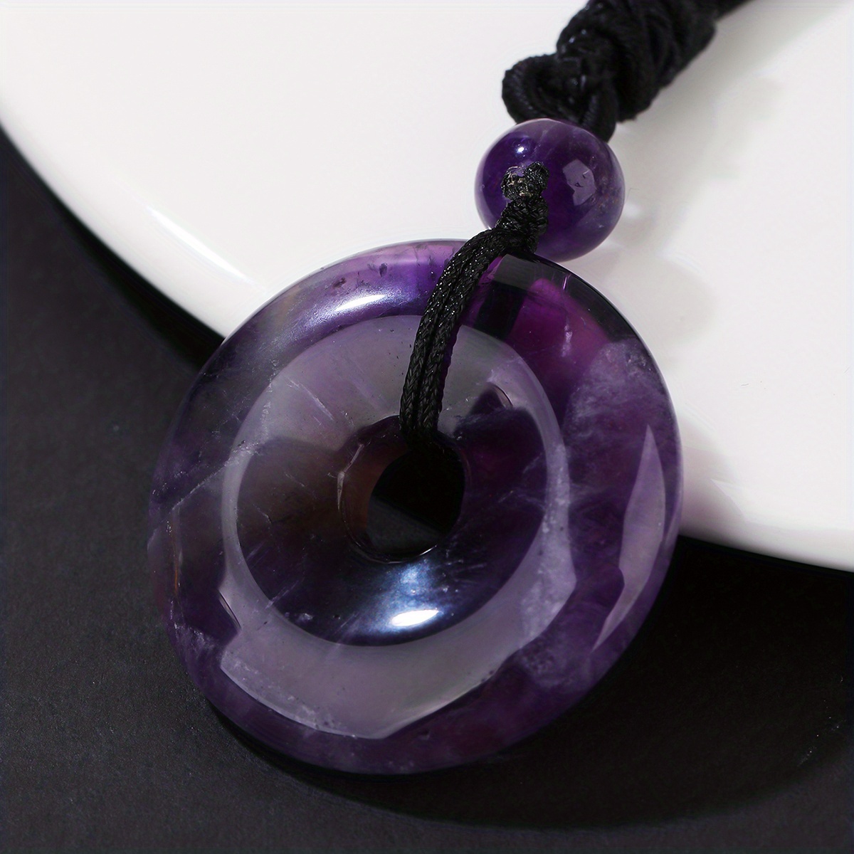 1pc Pendentif En Cristal Naturel D'améthyste Collier En Corde Tressée  Pendentif de Pièce Pour Femmes Hommes