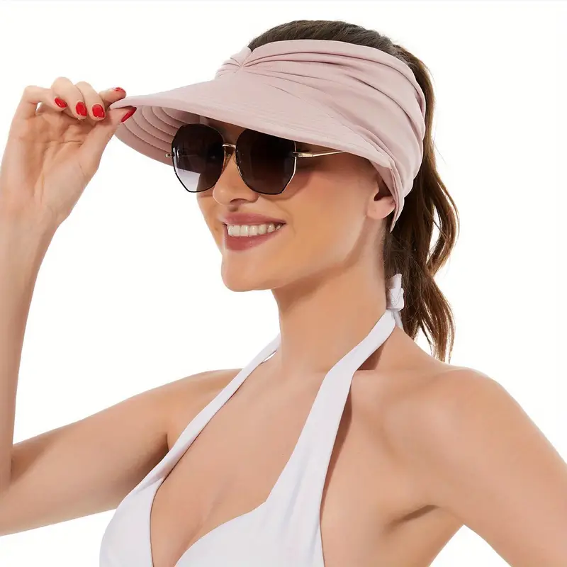 Women Sun Visor Hat Wide Brim Summer UV Protection Beach Sport For Women Packable Summer Beach Hats