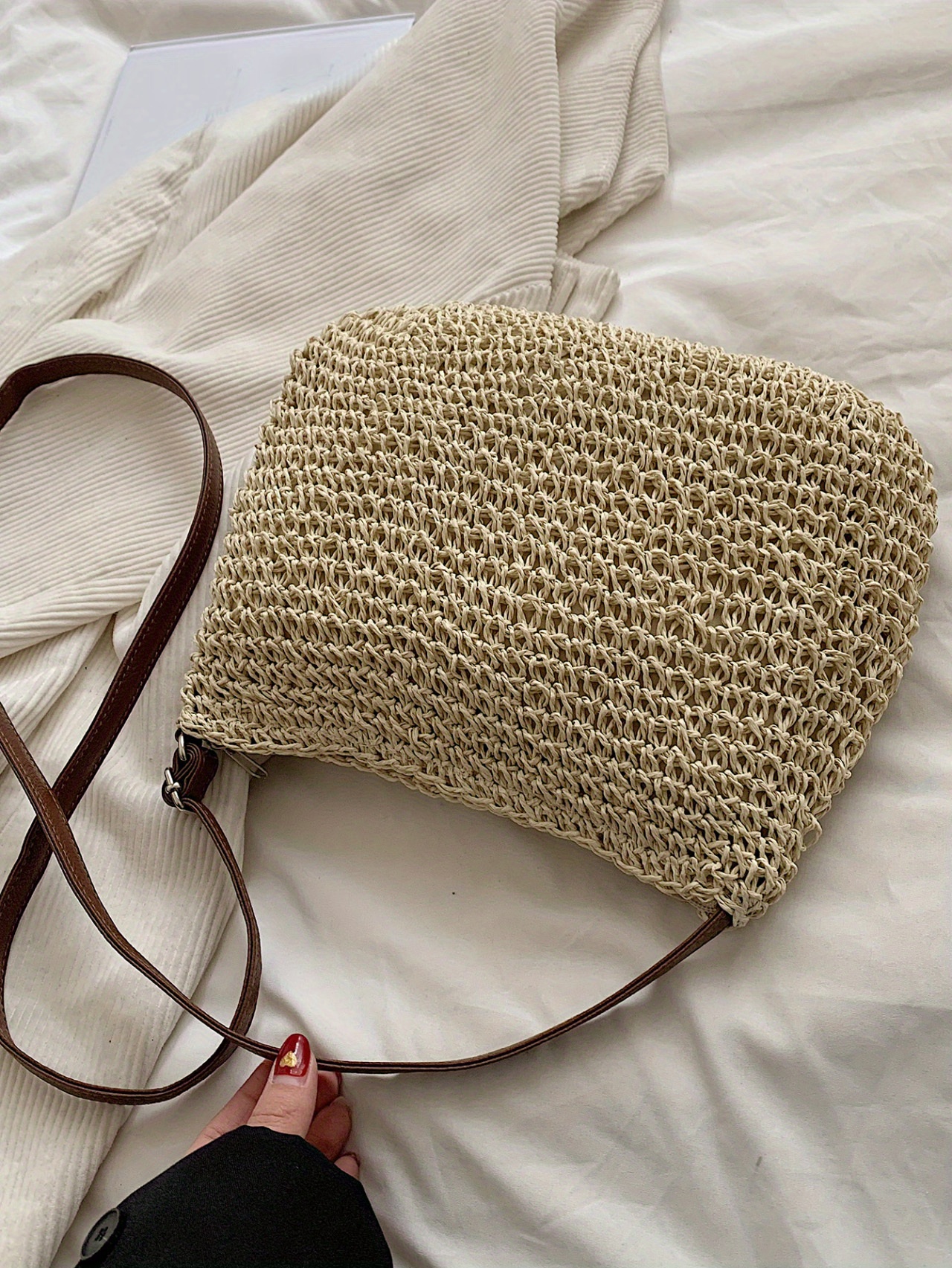 Trendy Woven Straw Bag, Women's Summer Beach Handbag, Large Capacity ...