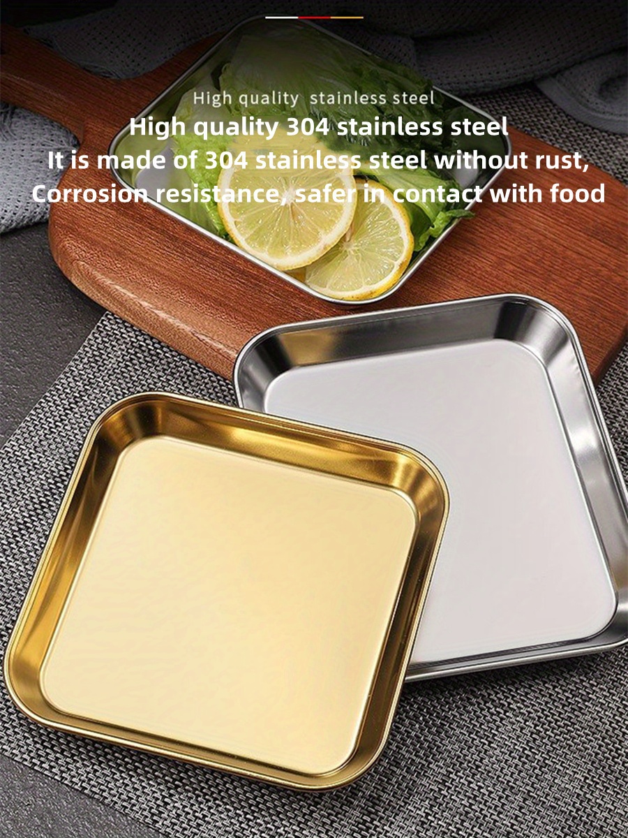 304 Stainless Steel Thickened Rectangular Plate Barbecue Plate Dish ...