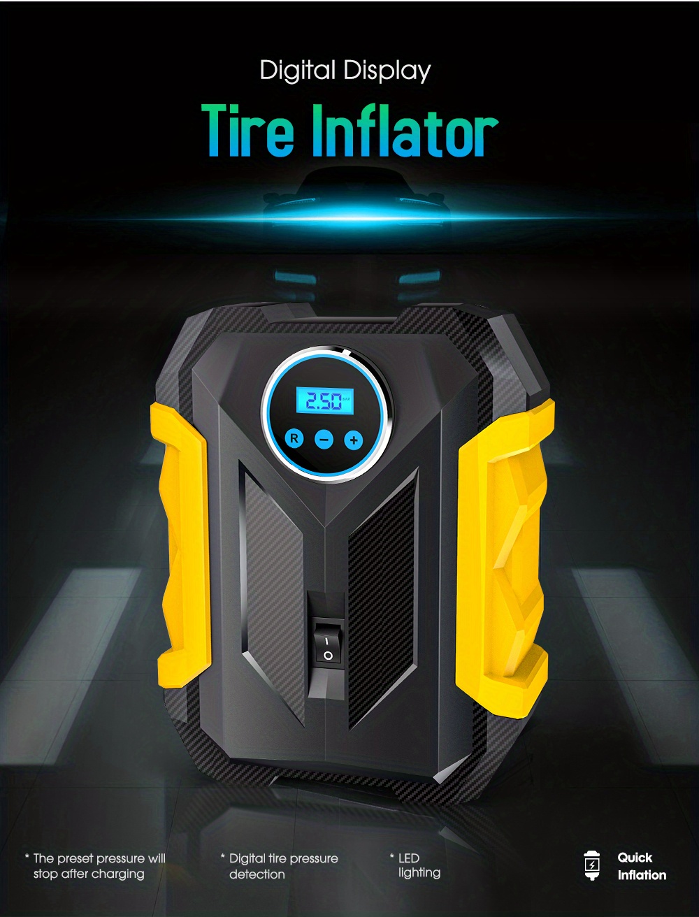 CARSUN Portable Automobile Air Compressor Digital Tire Inflation