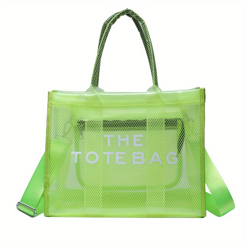 Women Fashion Transparent PVC Handbag Female Clear Brown Shoulder Bag LOVE  Letter Printing Tote Bags Summer Beach Handbags XA813