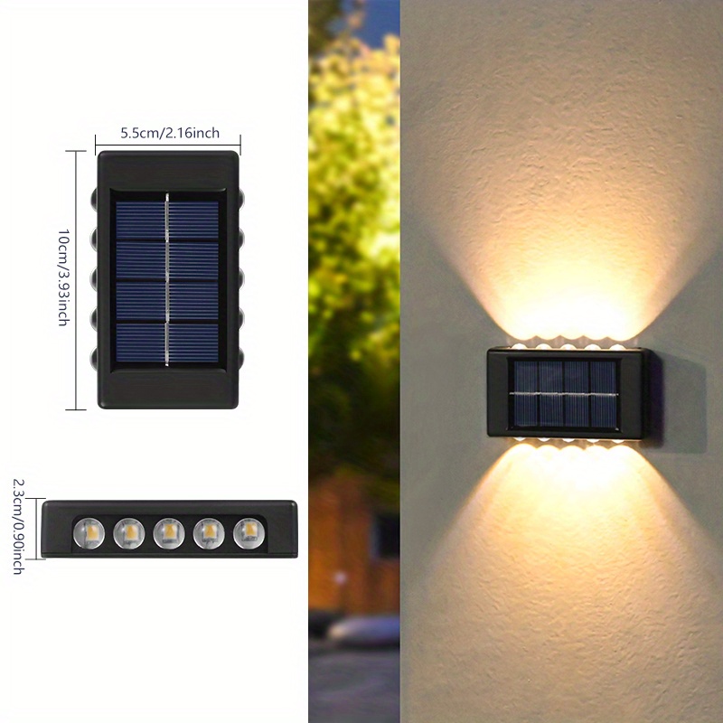 2 Luces LED Solares Hacia Arriba Y Hacia Abajo Impermeables Para  Exteriores, Candelabro Nórdico Moderno Que Ilumina La Luz Del Sensor De Luz  Solar *
