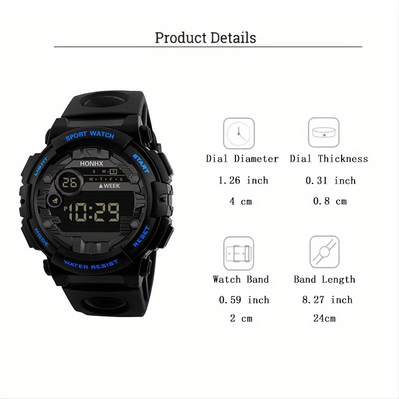 large dial   youth outdoor leisure sports luminous waterproof electronic watch   for gifts details 0