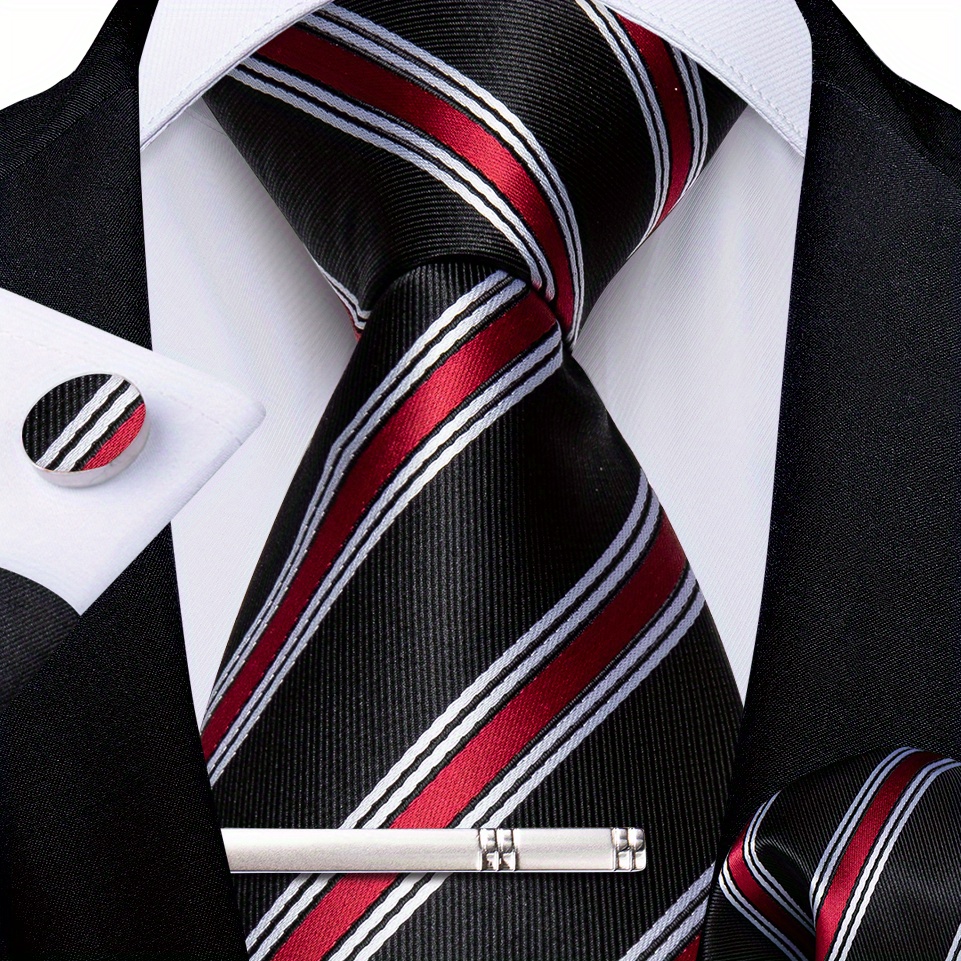 Red and White Striped Mens Silk Tie 