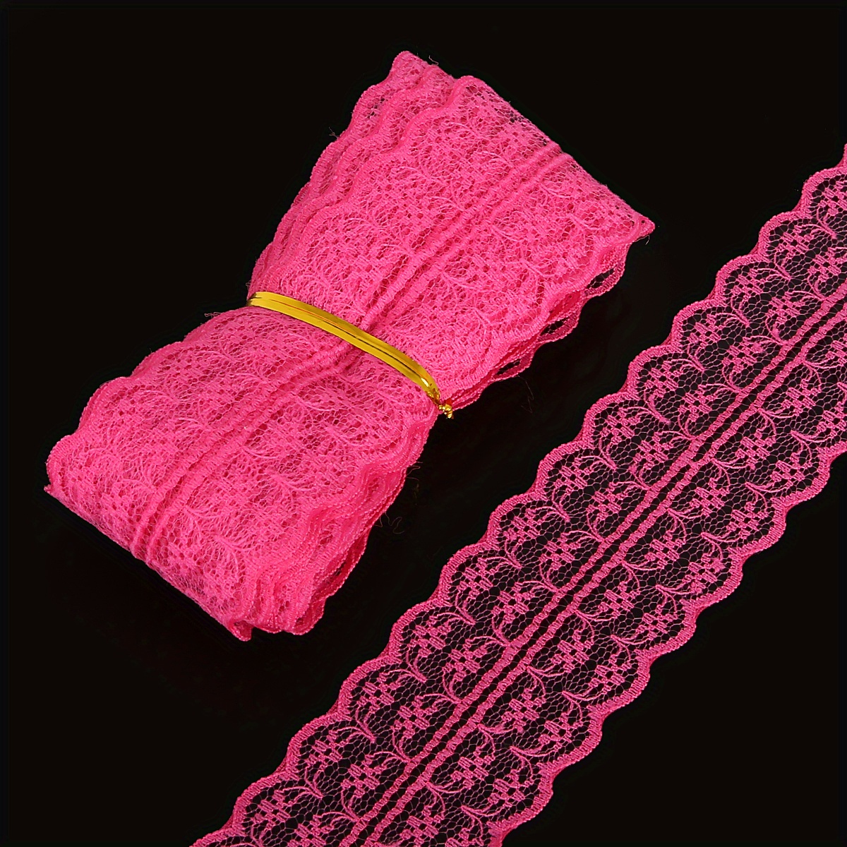 10 Yards Rose Red Lace Trim, Hot Pink Lace Trim, Pink Lace Ribbon, Lace  Sewing Trim Gift Wrap Fabric DIY Embroidered Net Cord for Sewing 