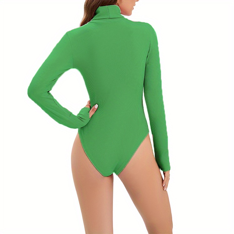 Body verde de manga larga para mujer, Body Sexy con cuello en V profundo, a  la moda, fruncido, para fiesta y Club, ropa de calle, otoño e invierno