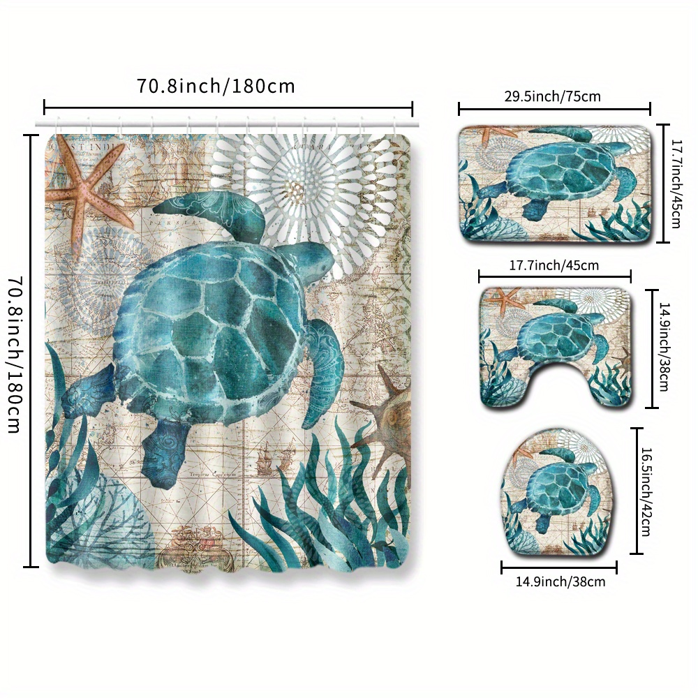 Sea Turtle Waterproof Shower Curtain Blanket Shower Curtain - Temu