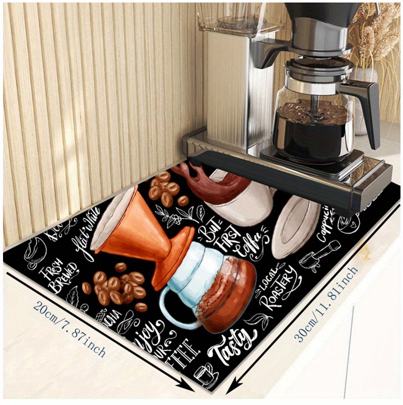 Coffee Bar Mat Under Coffee Maker Mat Absorbent Dish - Temu