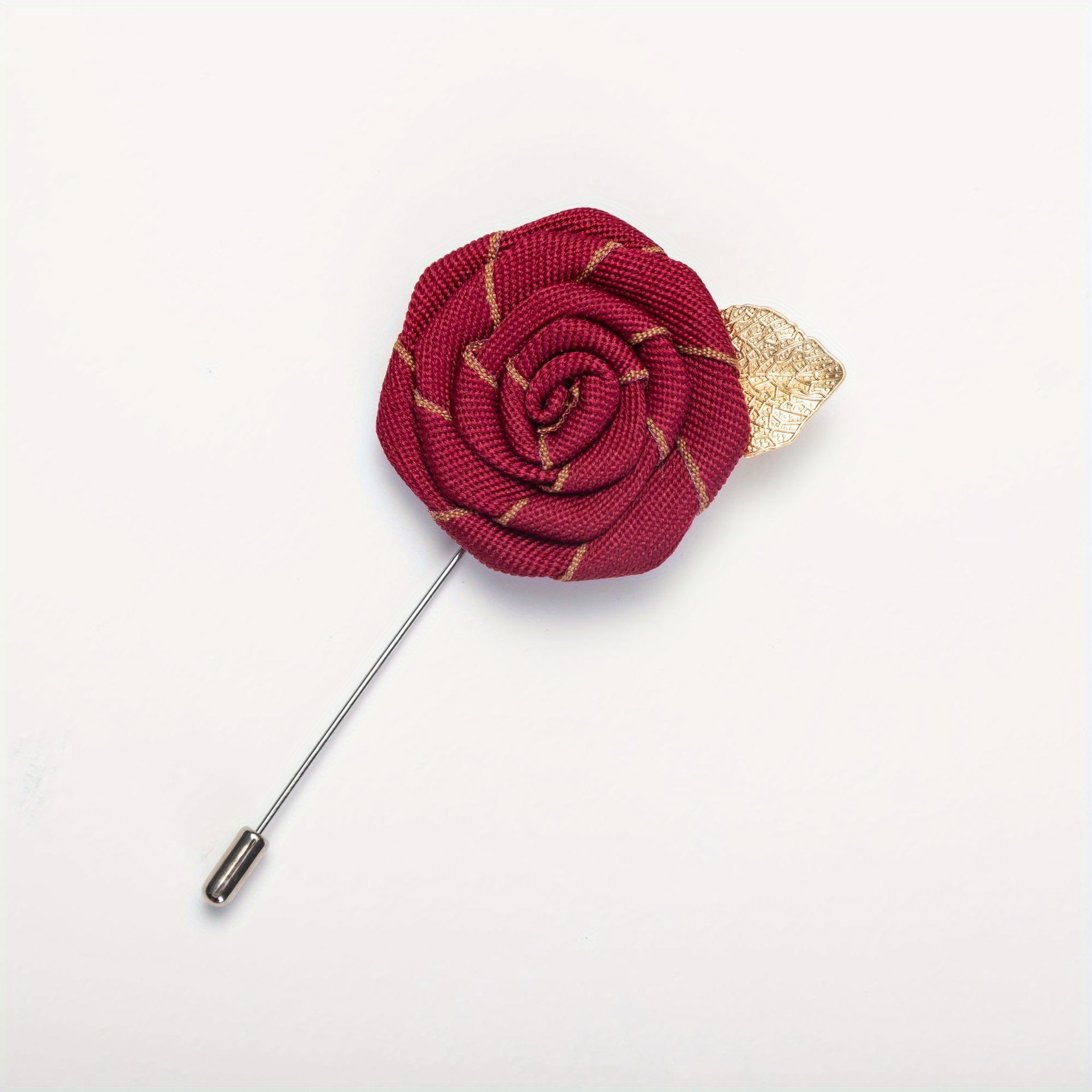 1pc Mens Suit Golden Leaf Rose Brooch Corsage Male And Temu