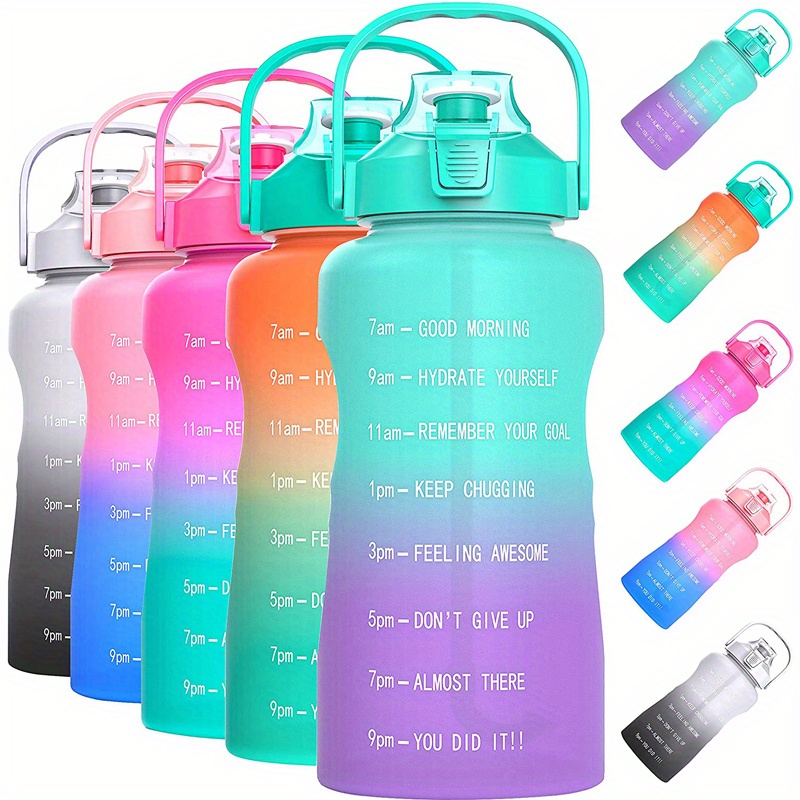Water Bottle with Straw & Motivational Time Marker, Leakproof BPA Free  ,Ensure You Drink Enough Water Throughout The Day for Fitness and Outdoor