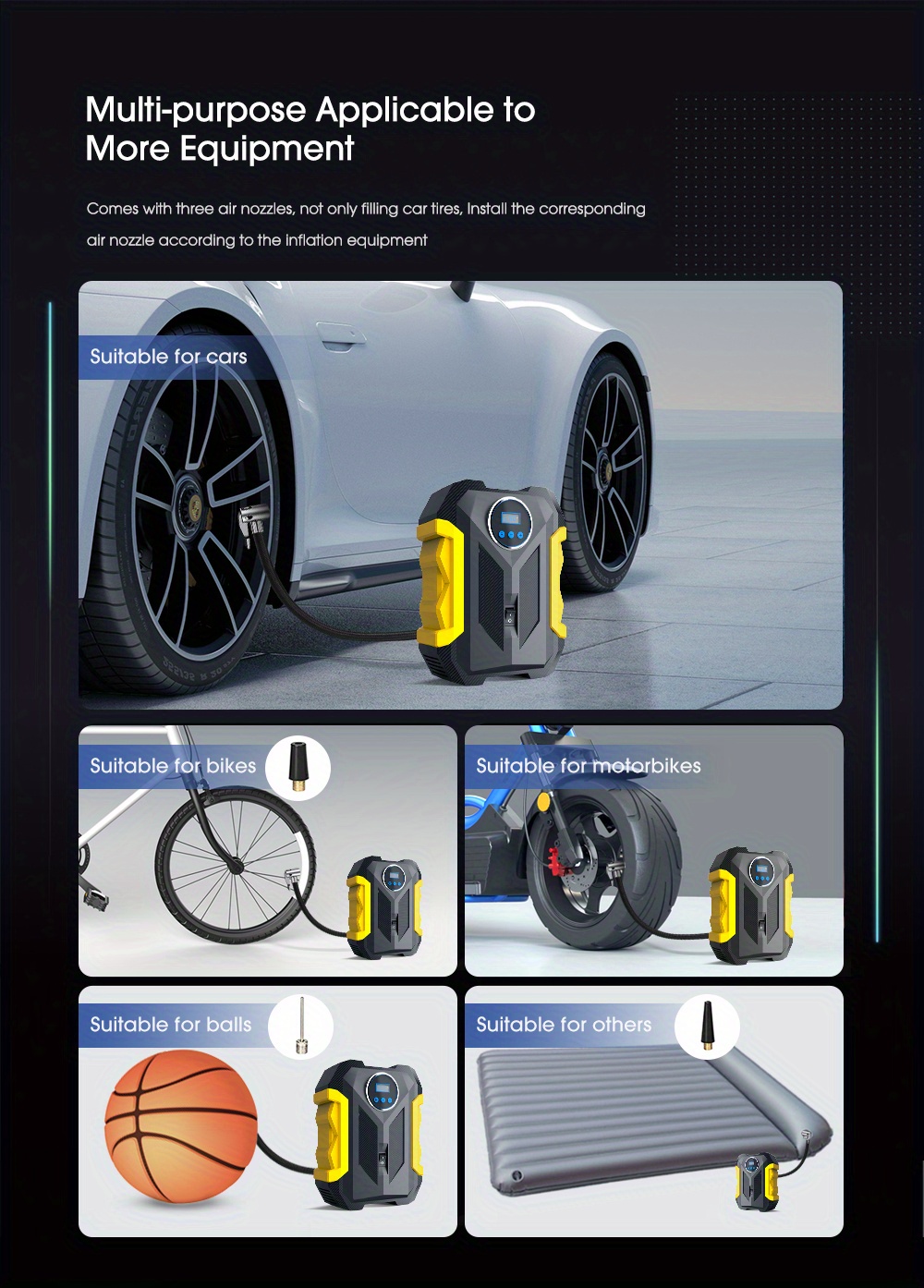 Carsun Portable Automobile Air Compressor Digital Tire - Temu