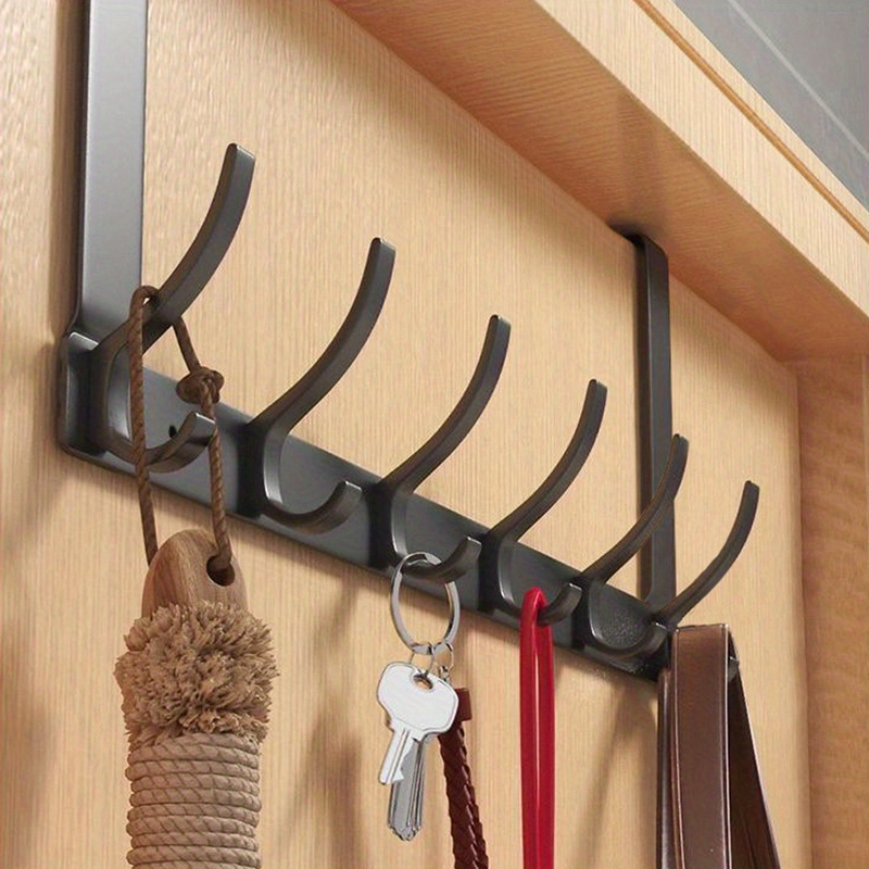 Maximize Your Space with 1pc Over The Door Hooks - 6 Hooks Space Aluminum  Door Hanger Wall Mounted Coat Rack for Hanging Clothes, Hats, and Towels!