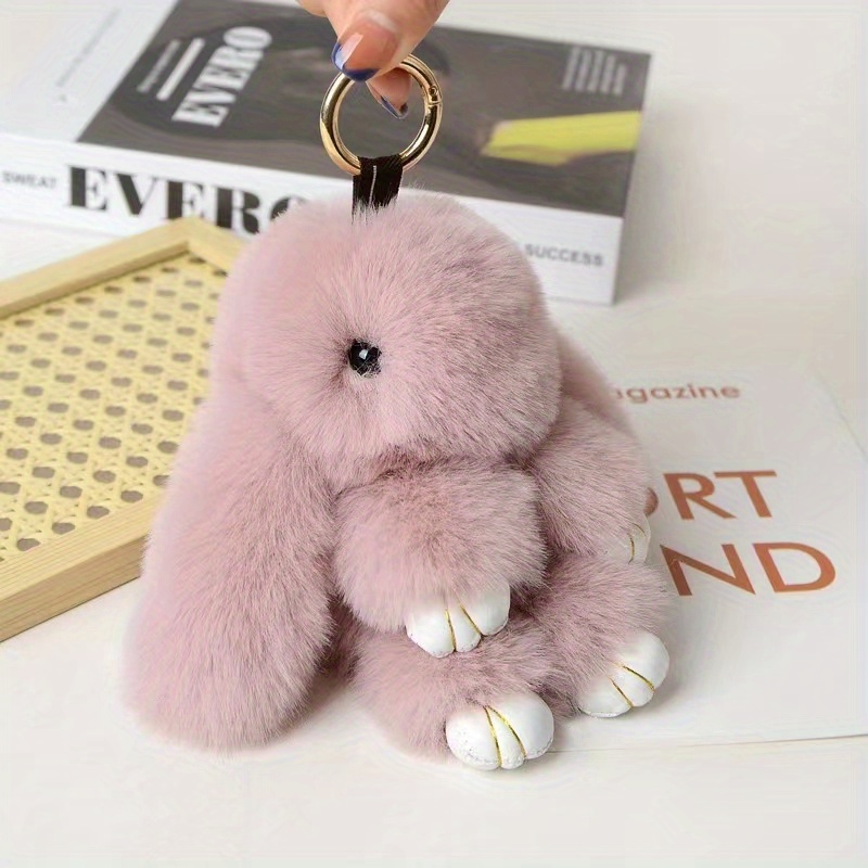 Creative Kawaii Pompom Leather Bow Keychain Fashion Rabbit Hair