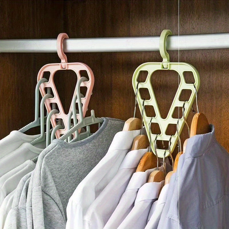 1pc Multifunction Clothes Hanger Storage Rack, 9 Hole Magic Clothes Hanger,  Rotating Closet Wardrobe Plastic Hanger